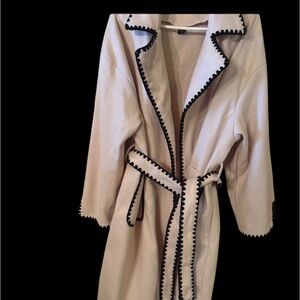 Women's Cream Trench Coat with Black Detailing